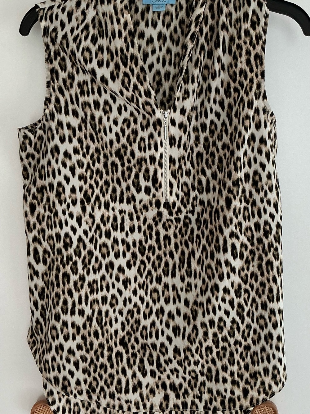 CeCe Leopard Print Sleeveless Top in Tan, Black, Cream